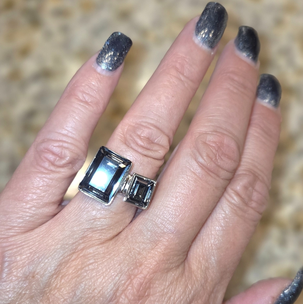 Silver Adjustable Ring In Shadow, NIP - Picture 4 of 7